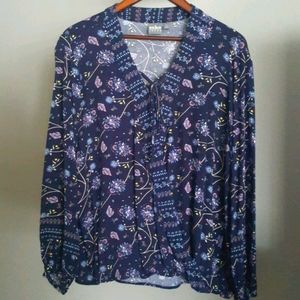 New York & Co., Navy Blue Boho Festival Top